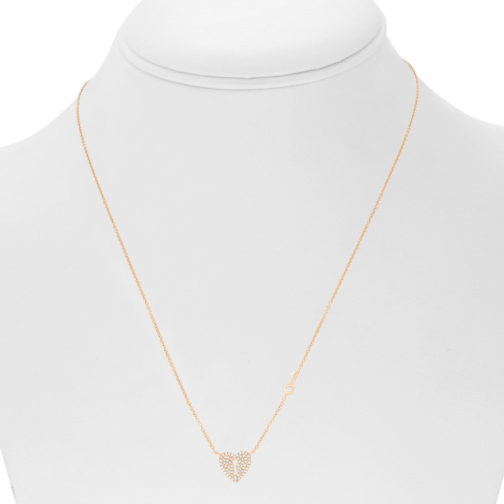 Heart Lock & Key Diamond Pave Necklace