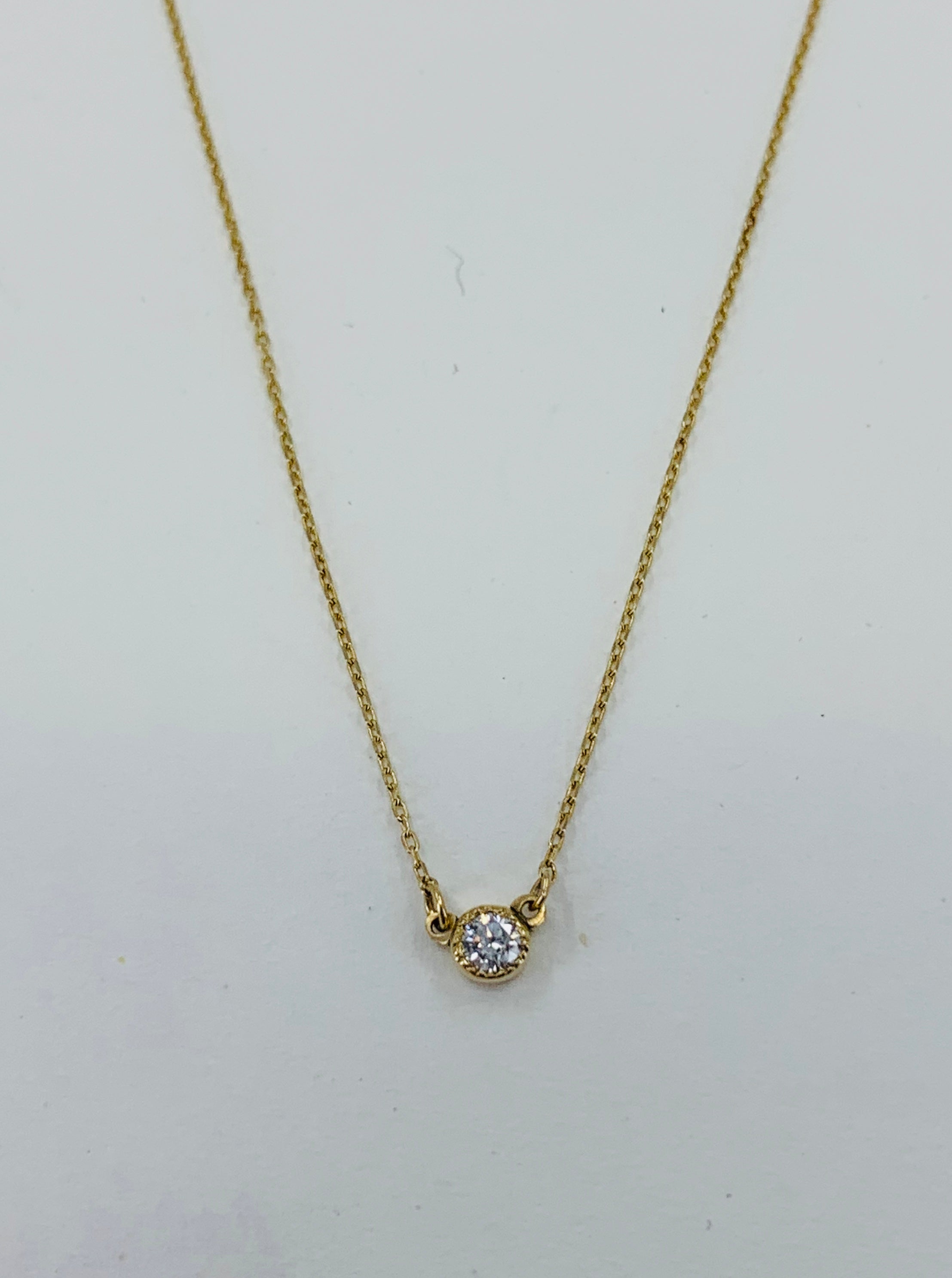 14k yellow gold solitaire necklace