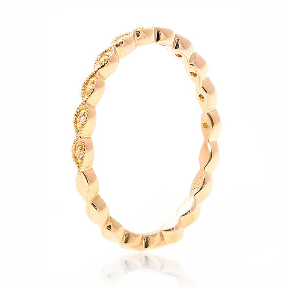 Milgrain Leaf Yellow Diamond Band