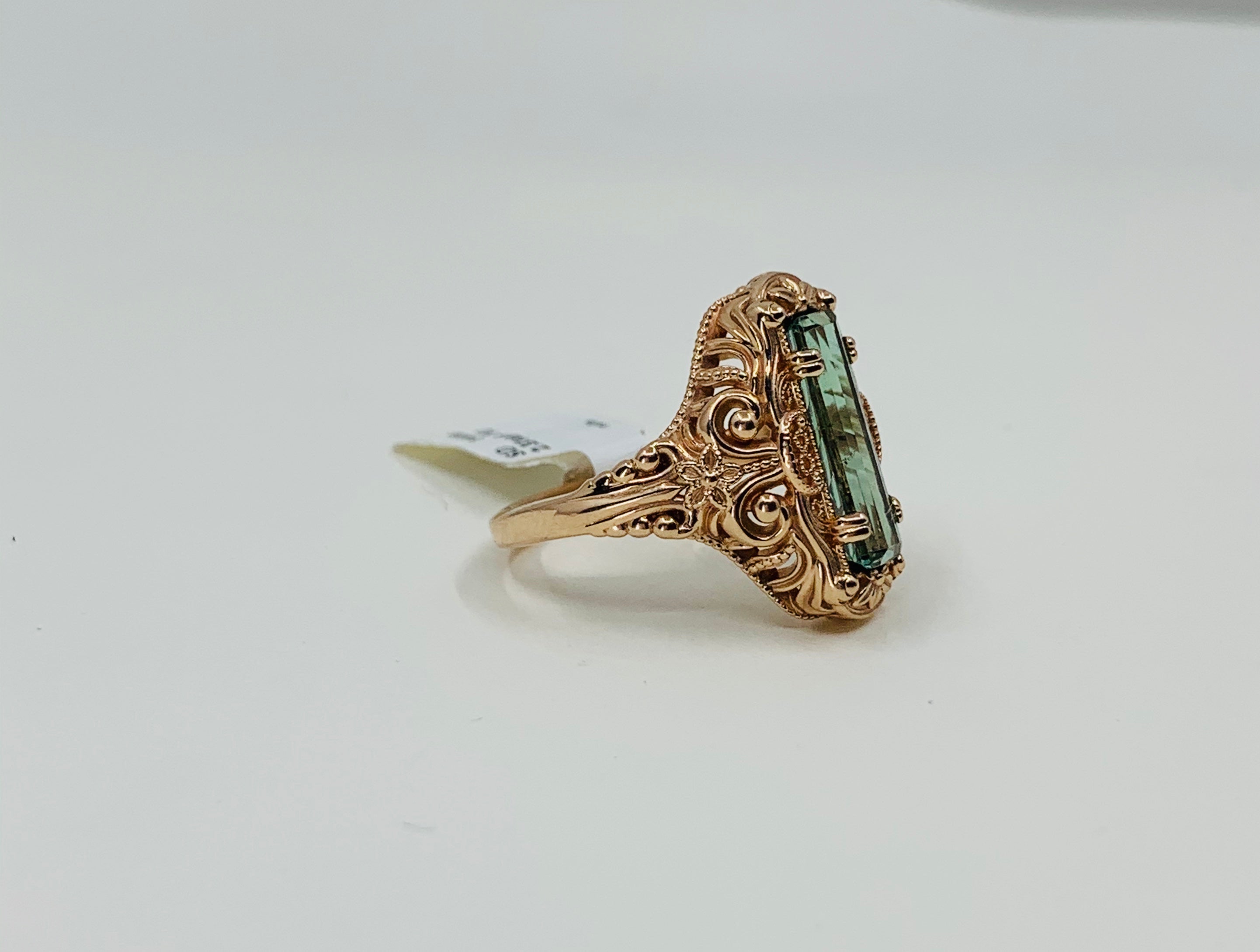 Custom Rose Gold and Green Tourmaline Ring