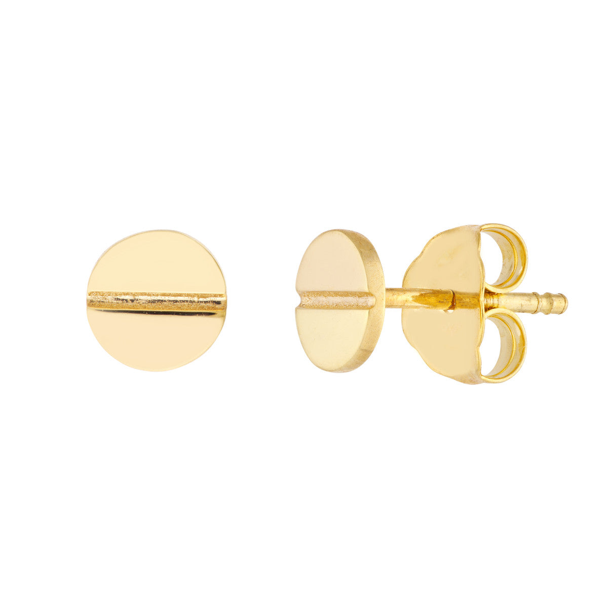 14K Yellow Gold Screw Stud Earrings on Post Back