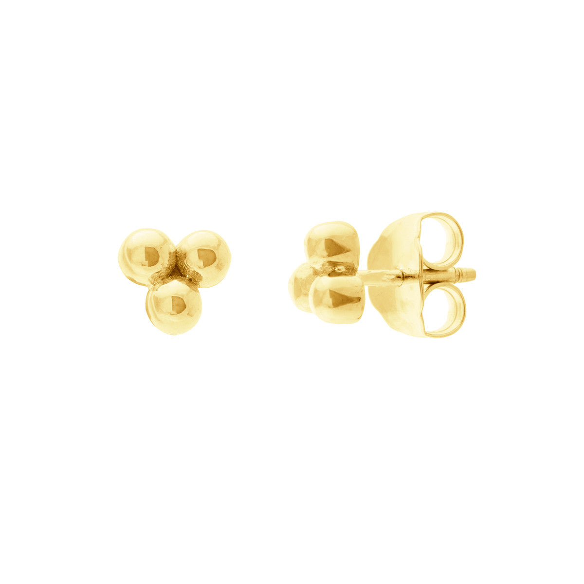14k Yellow Gold Bead Trinity Studs
