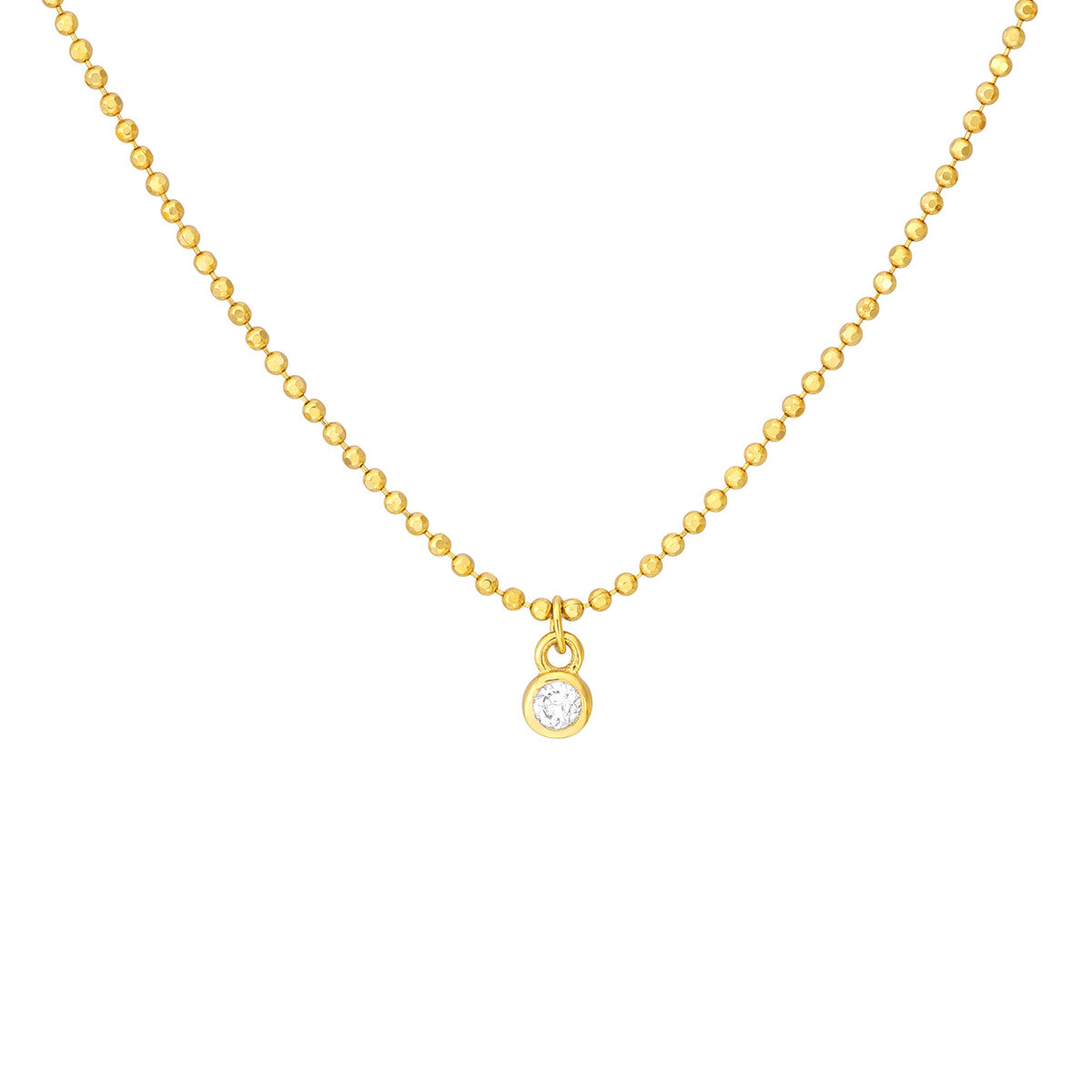 14k Yellow Gold Diamond Drops Necklace on D/C Bead Chain