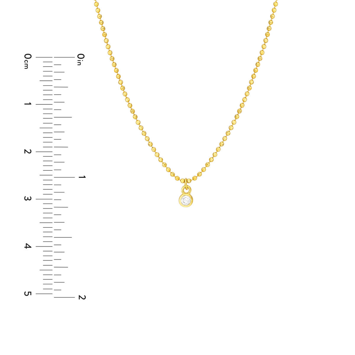 14k Yellow Gold Diamond Drops Necklace on D/C Bead Chain