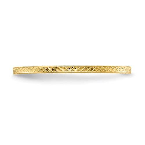14K Yellow Gold Criss-Cross Pattern Stackable Band