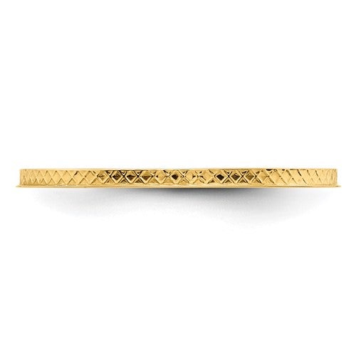 14K Yellow Gold Criss-Cross Pattern Stackable Band