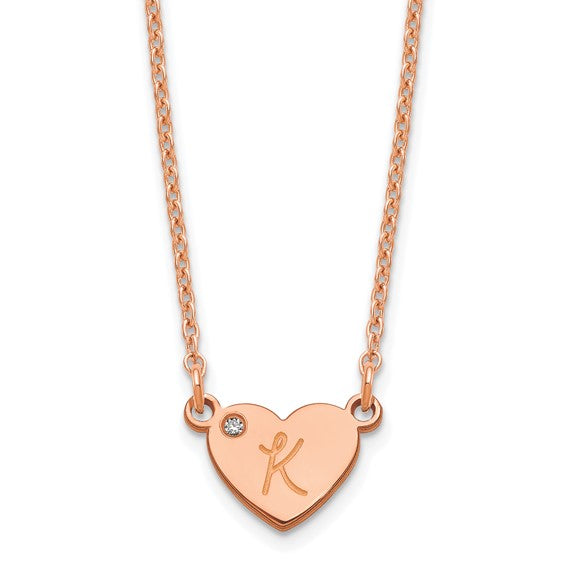 Initial Heart with Diamond Necklace