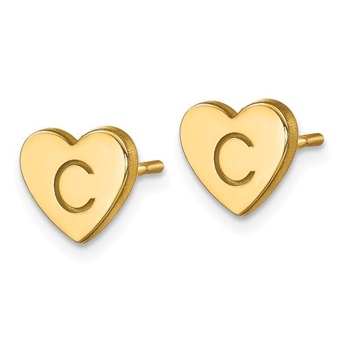 Initial Heart Post Earrings