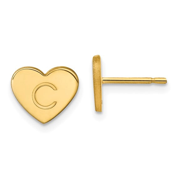 Initial Heart Post Earrings