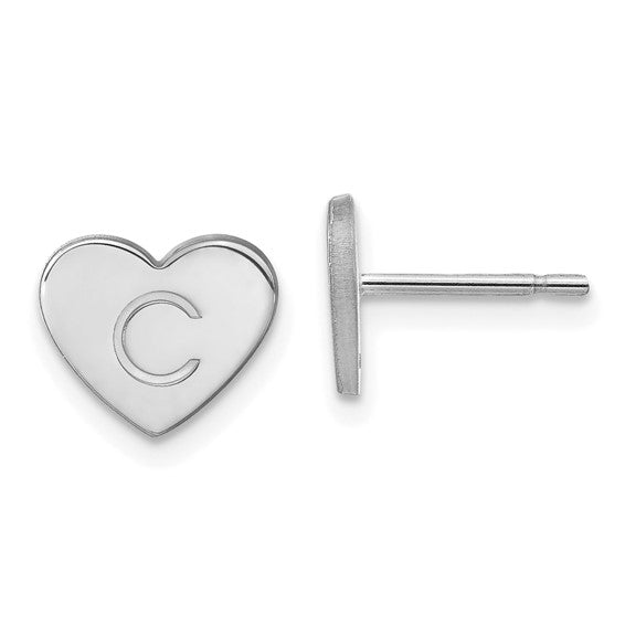 Initial Heart Post Earrings