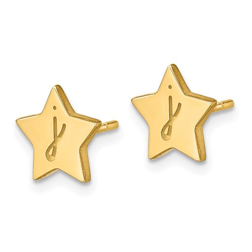 Initial Star Post Earrings