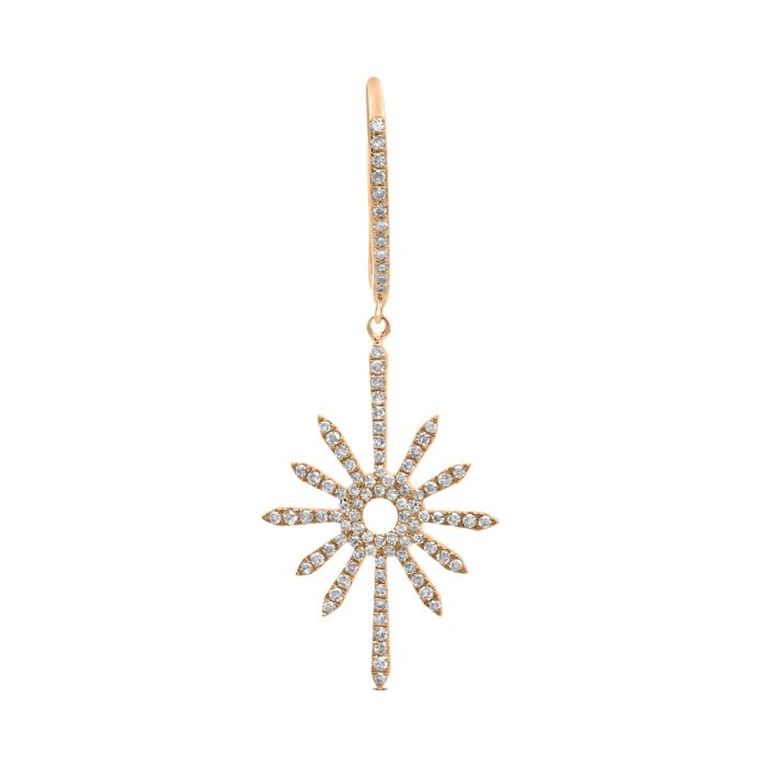 14k Gold Starburst Diamond Drop Earrings
