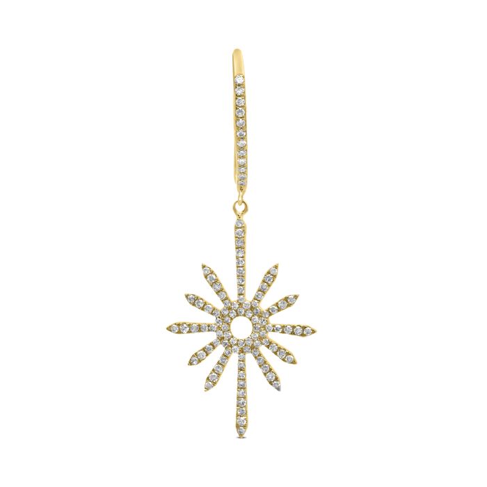 14k Gold Starburst Diamond Drop Earrings