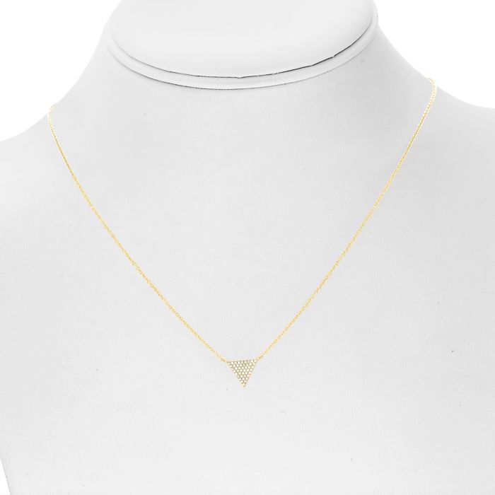 GOLD DIAMOND PAVE TRIANGLE NECKLACE