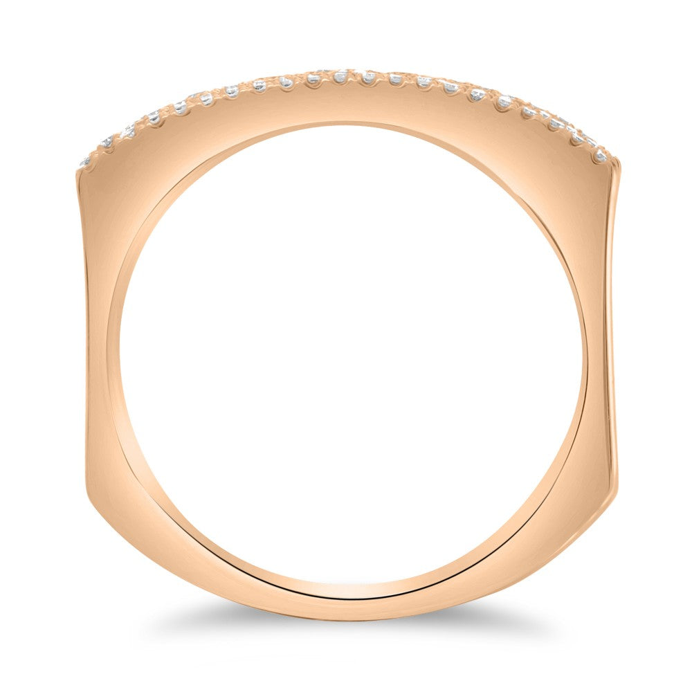 Three Row Indented Diamond Band in Rose Gold