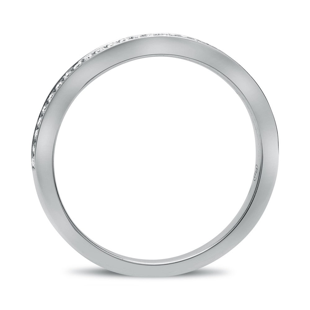 Half Pave White Diamond Wedding Band