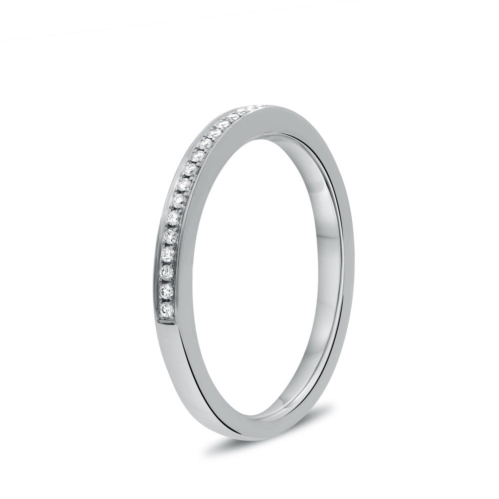Half Pave White Diamond Wedding Band
