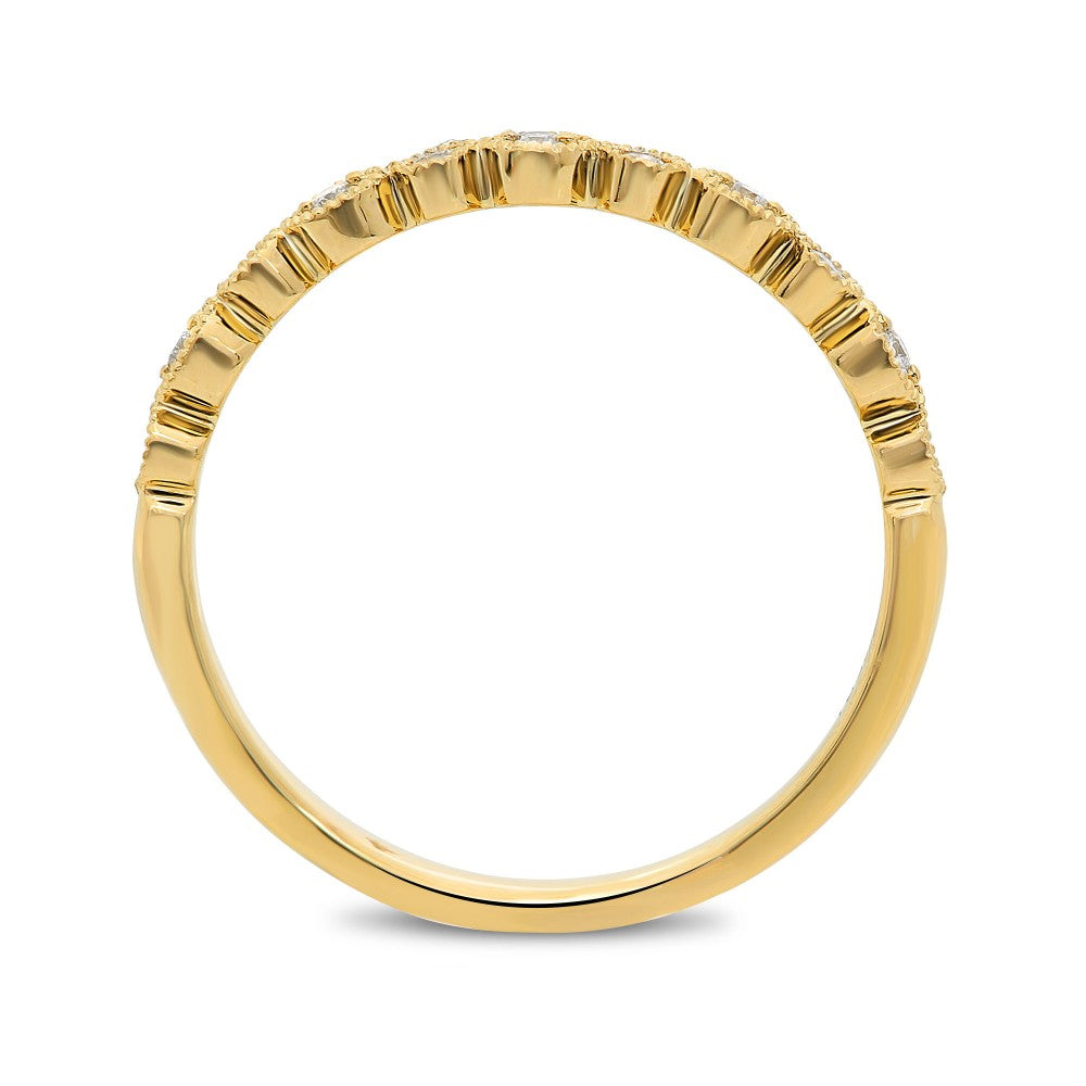YELLOW GOLD MILGRAIN DIAMOND BAND