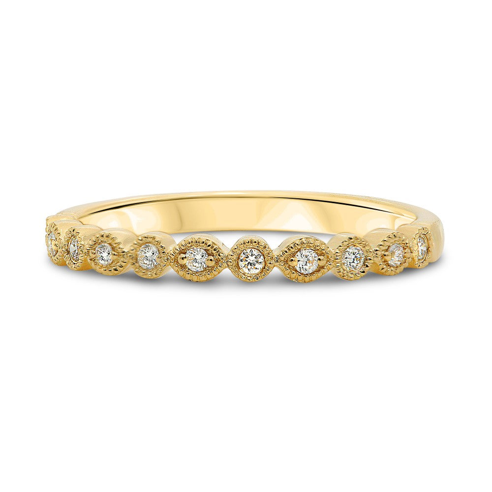 YELLOW GOLD MILGRAIN DIAMOND BAND