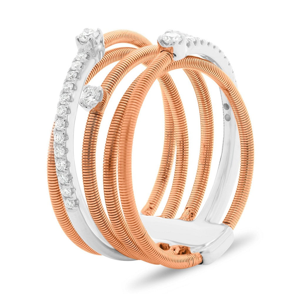 white and rose gold overlapping coil ring