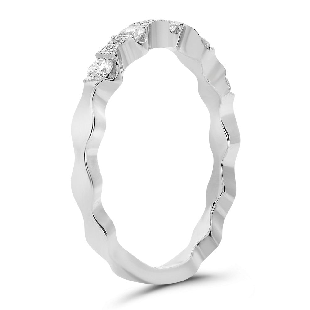 14k Diamond Wavy Band