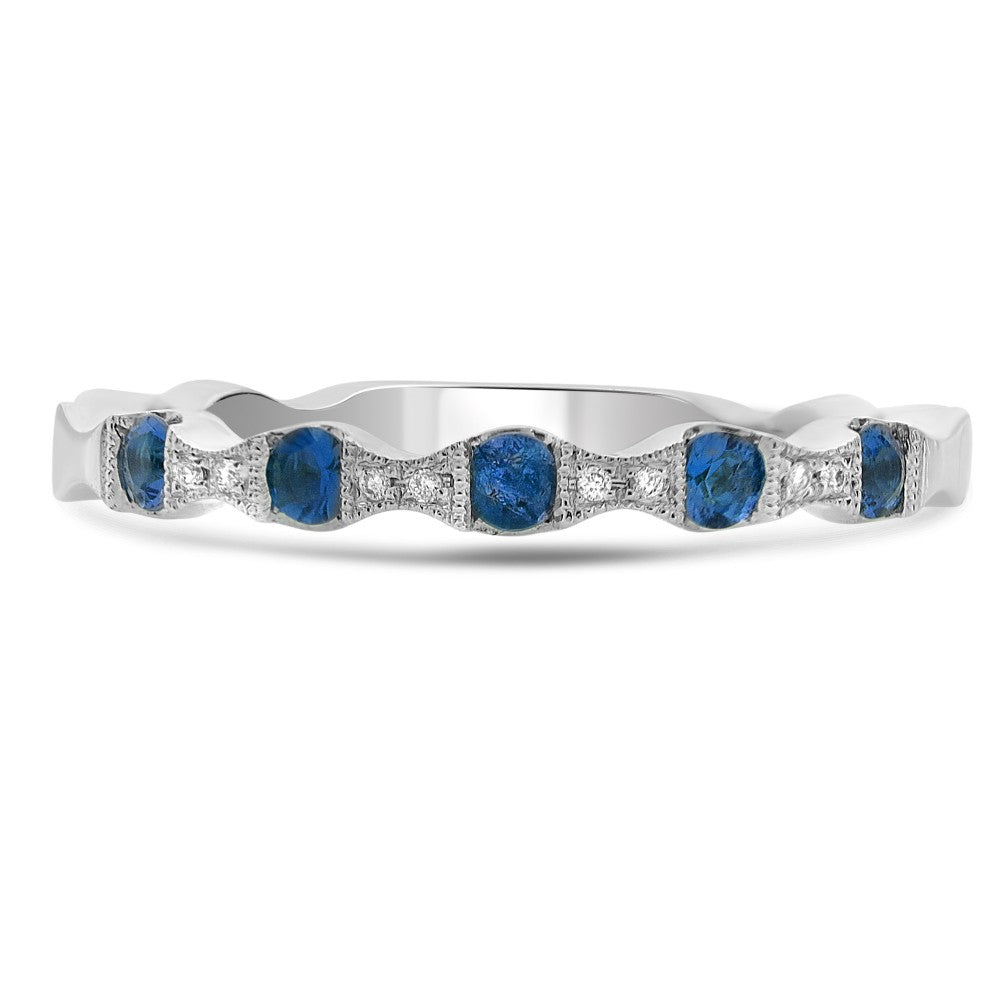 WHITE GOLD SAPPHIRE AND DIAMOND BAND
