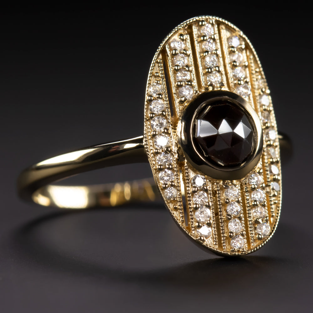 14k Diamond and Black Spinel Ring
