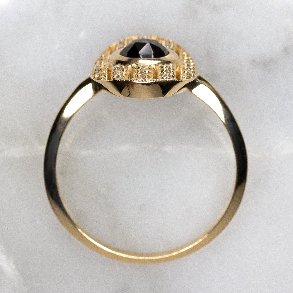 14k Diamond and Black Spinel Ring