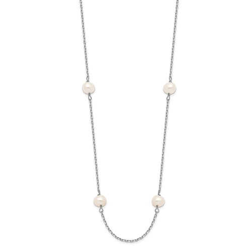 14K WHITE GOLD PEARL BY THE YARD NECKLACE