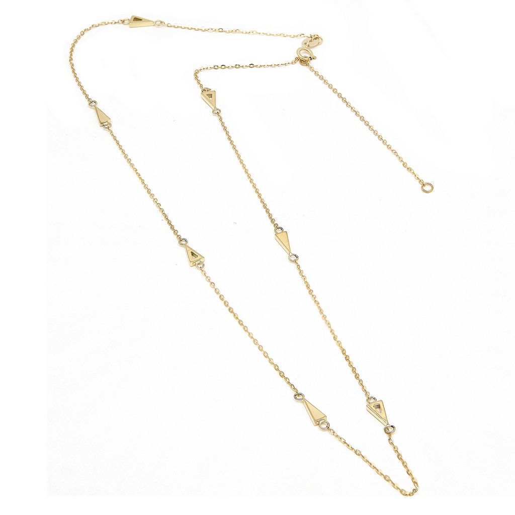 14k Yellow Gold Triangle Station Necklace