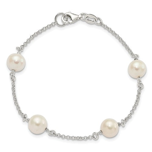 STERLING SILVER AND CULTURED FRESH WATER PEARL BRACELET