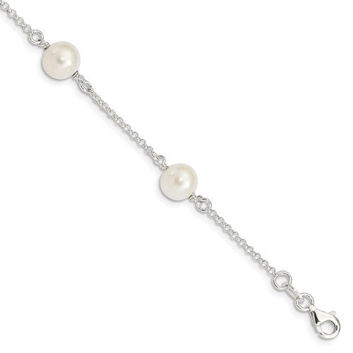 STERLING SILVER AND CULTURED FRESH WATER PEARL BRACELET