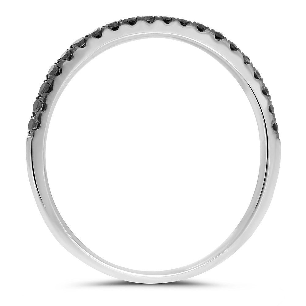 14k Half Pave Black Diamond Band