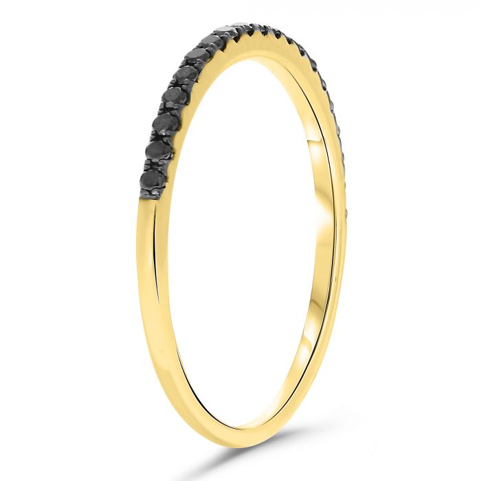 14k Half Pave Black Diamond Band