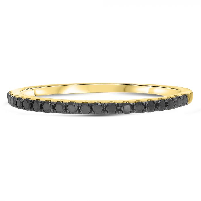 14k Half Pave Black Diamond Band