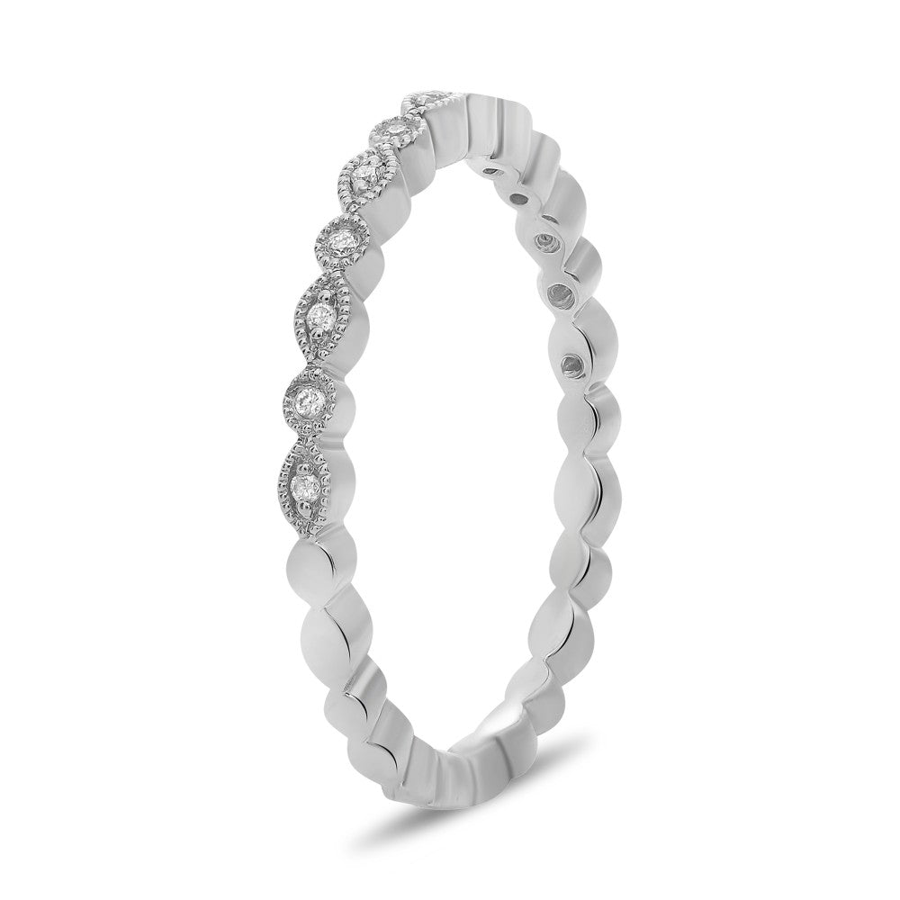 14K WHITE GOLD MARQUISE AND DOT DIAMOND BAND