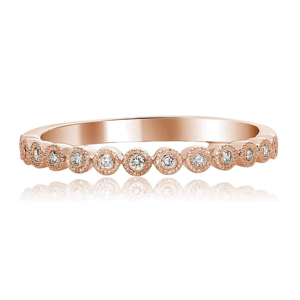 ROSE GOLD DIAMOND MILGRAIN BAND