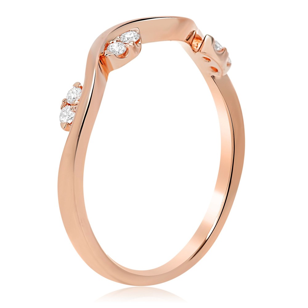 Rose Gold & Diamond Wave Band