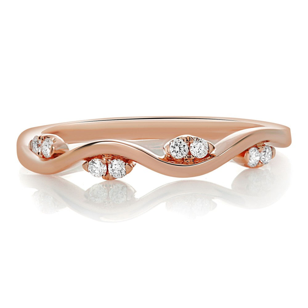 Rose Gold & Diamond Wave Band