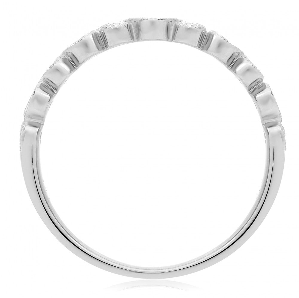 White Gold Milgrain & Diamond Band