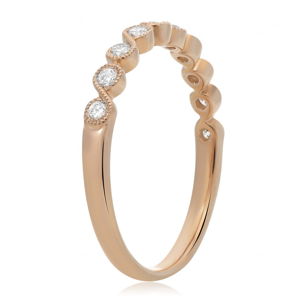 ROSE GOLD MILGRAIN & DIAMOND BAND