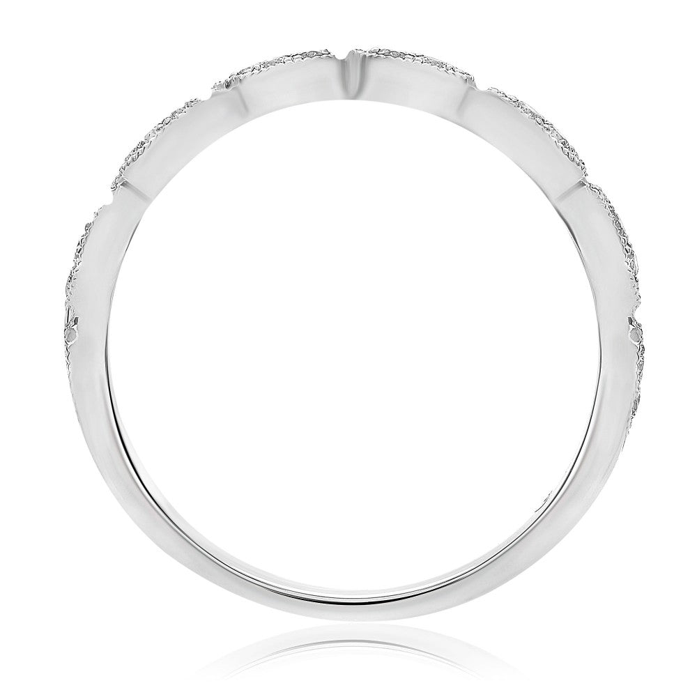 White Gold Milgrain Marquise Ring