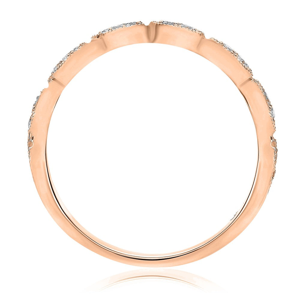 14kt ROSE GOLD MILGRAIN MARQUISE RING