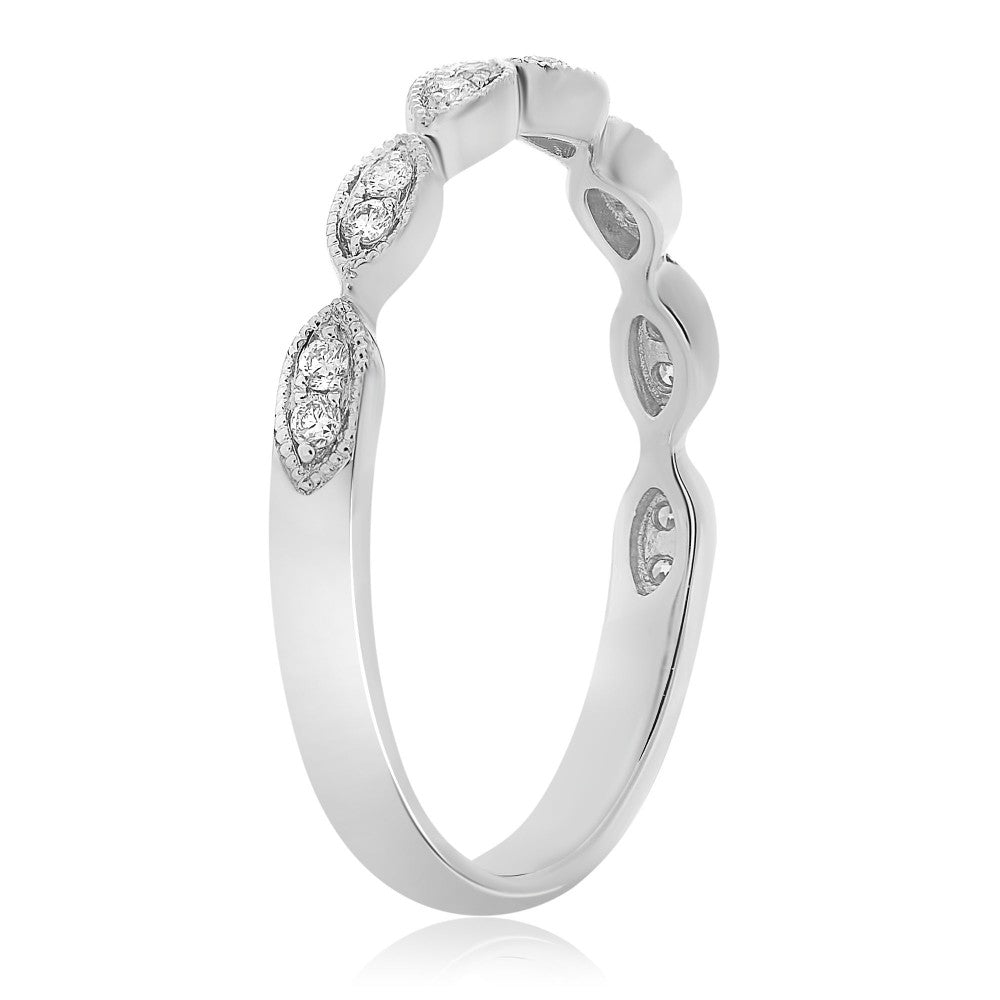 White Gold Milgrain Marquise Ring