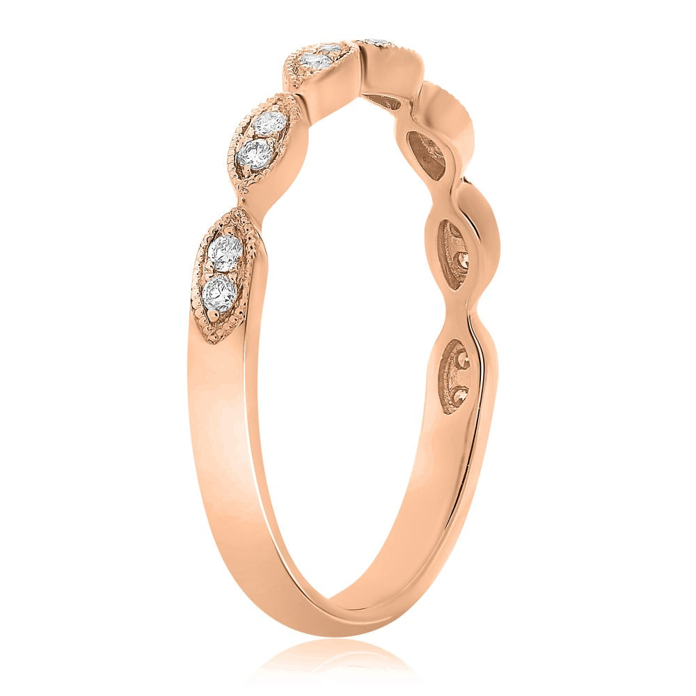 14kt ROSE GOLD MILGRAIN MARQUISE RING