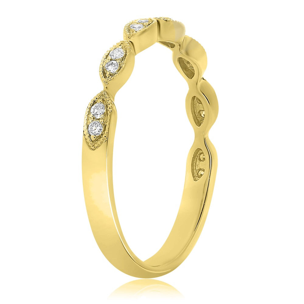 14kt YELLOW GOLD MILGRAIN MARQUISE RING