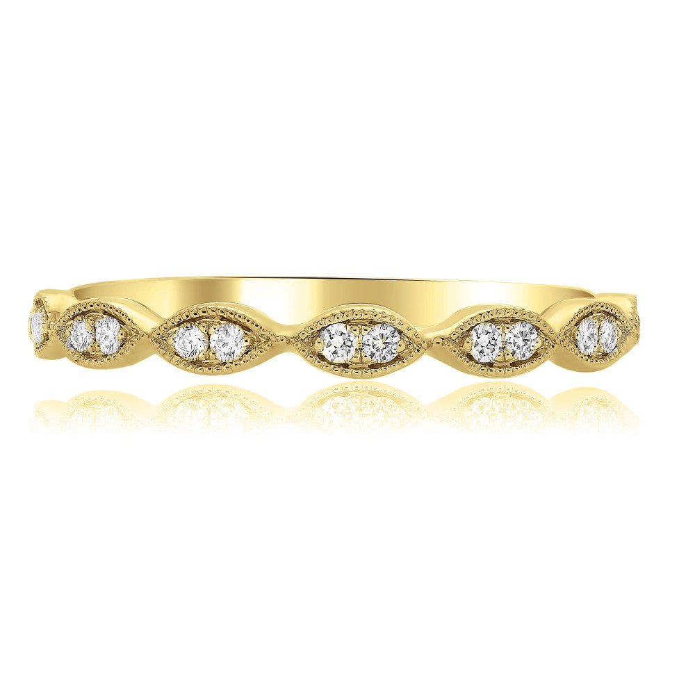 14kt YELLOW GOLD MILGRAIN MARQUISE RING