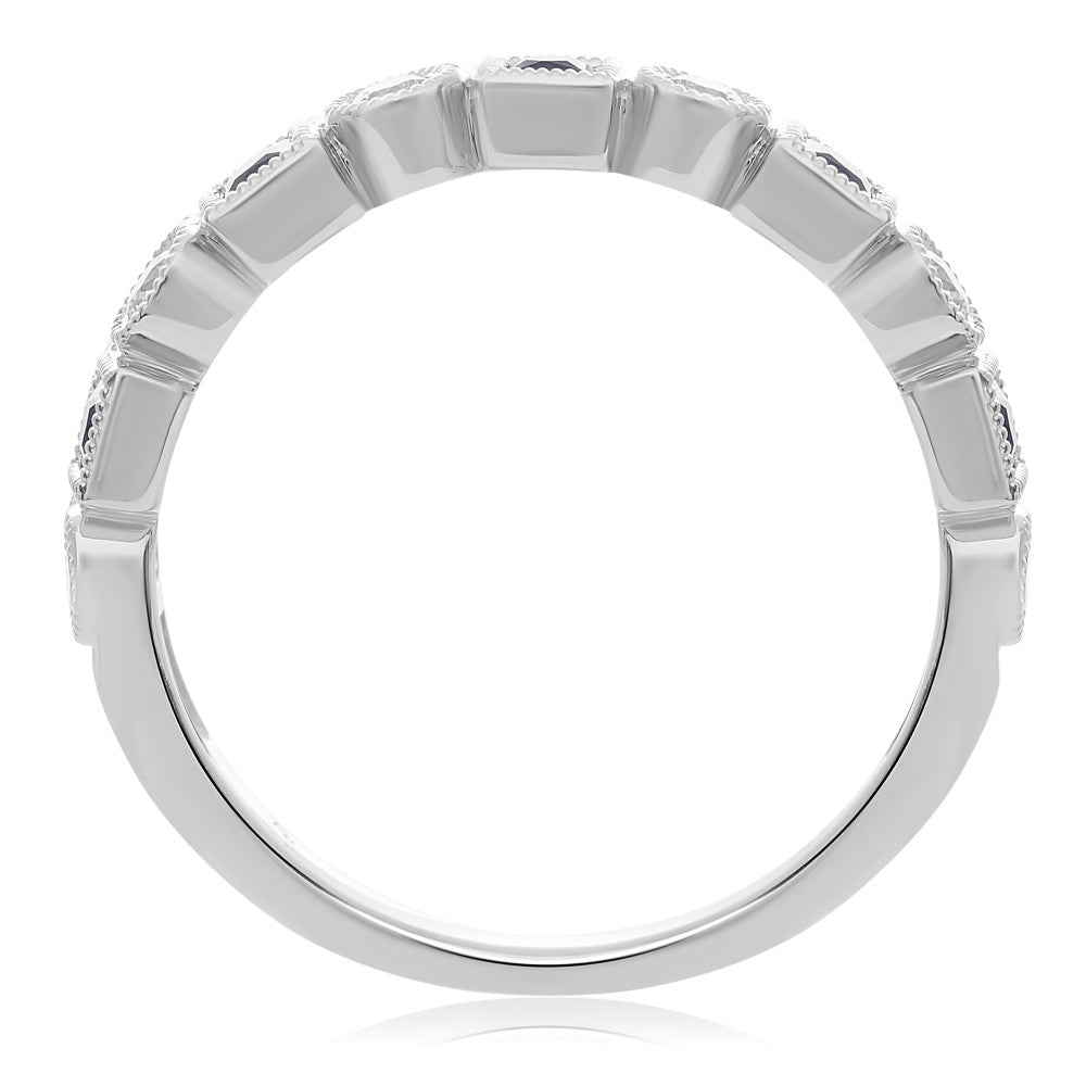 MILGRAIN DIAMOND AND SAPPHIRE RING