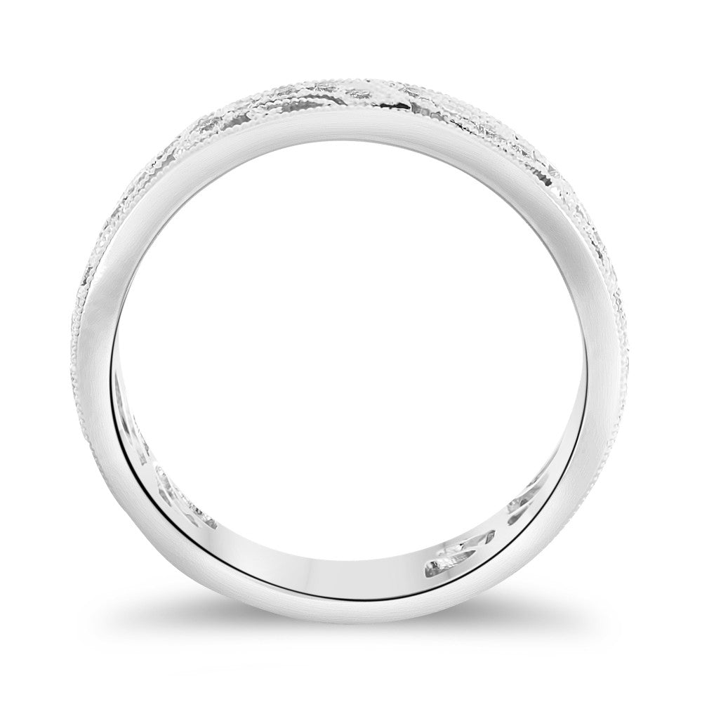 Ladies Pave Set Filigree Wedding Band