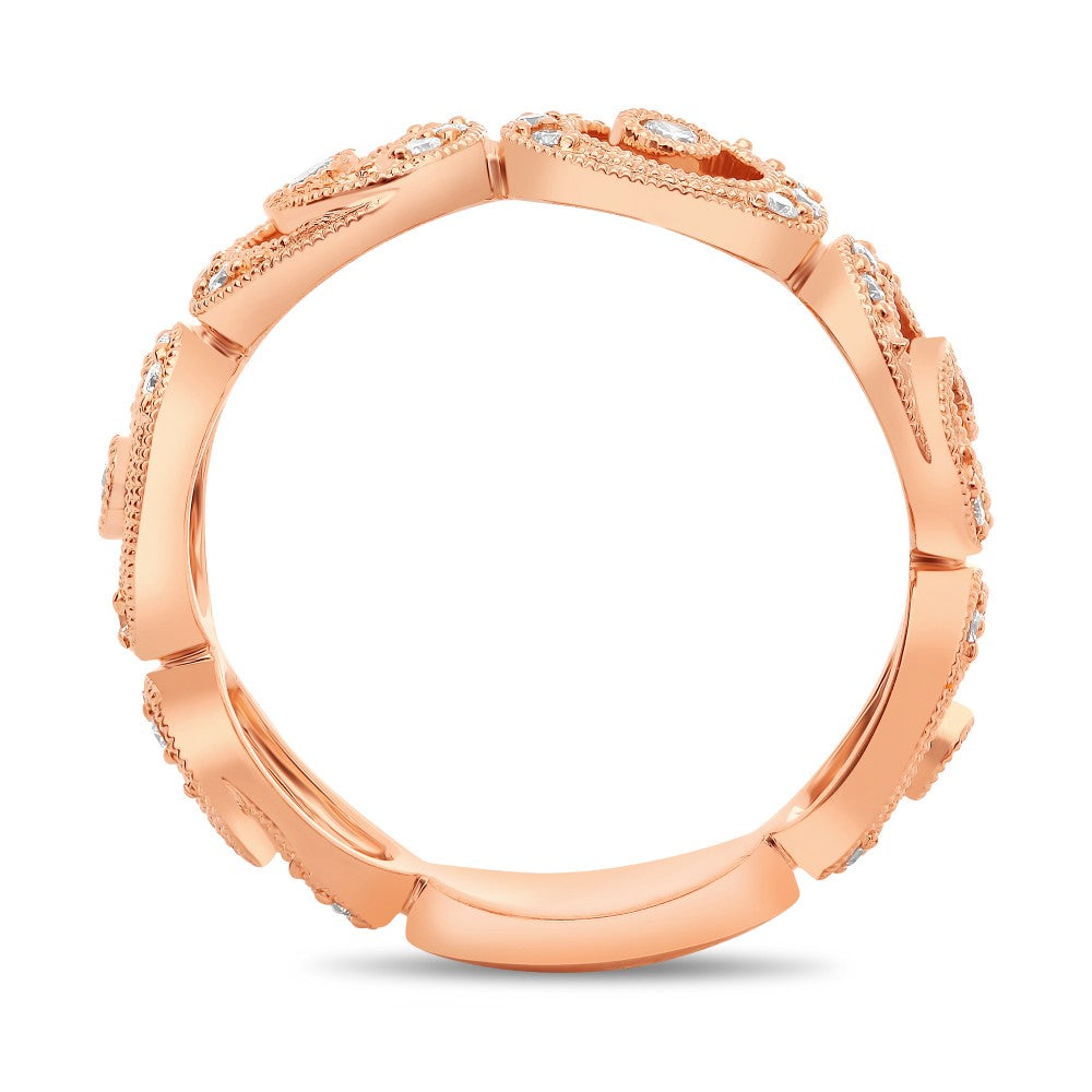 ROSE GOLD SWIRLING MILGRAIN DIAMOND BAND